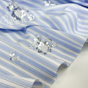 Сорочечная полоска голубая с вышивкой