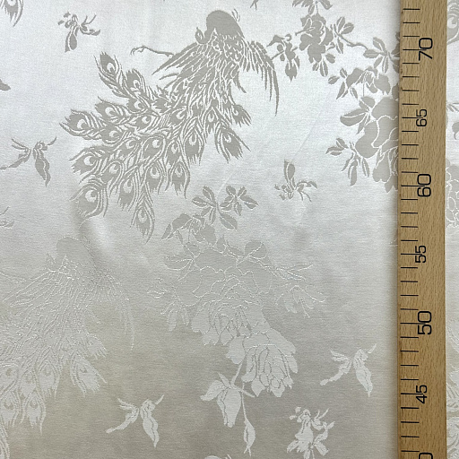 картинка Вискозный шелк жаккардовый "Императорский павлин" шампань от интернет магазина