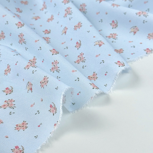 картинка Ткань плательная "Розочки" голубые от интернет магазина