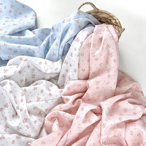 картинка Ткань плательная "Розочки" голубые от интернет магазина