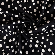 Вискозный шелк "Горошек" мелкий на черном фоне