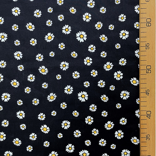 картинка Поплин "Маргаритка" черный фон от интернет магазина