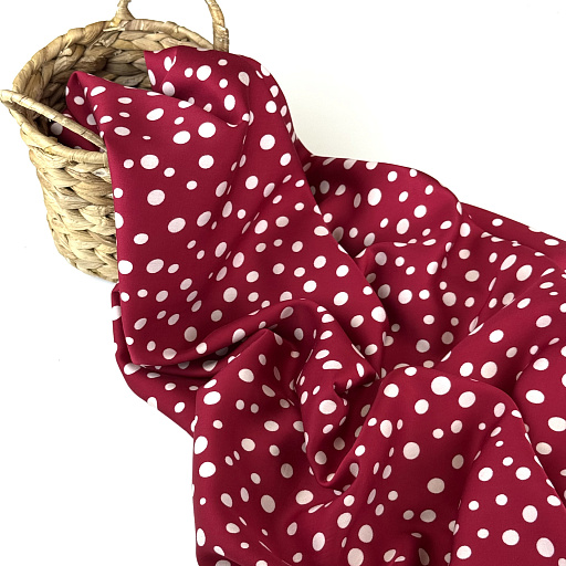 картинка Вискозный шелк "Горошек" мелкий бордо от интернет магазина