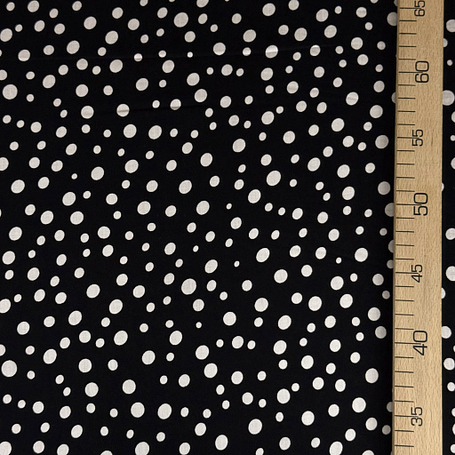 картинка Вискозный шелк "Горошек" мелкий на черном фоне от интернет магазина