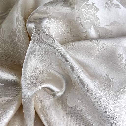 картинка Вискозный шелк жаккардовый "Императорский павлин" шампань от интернет магазина