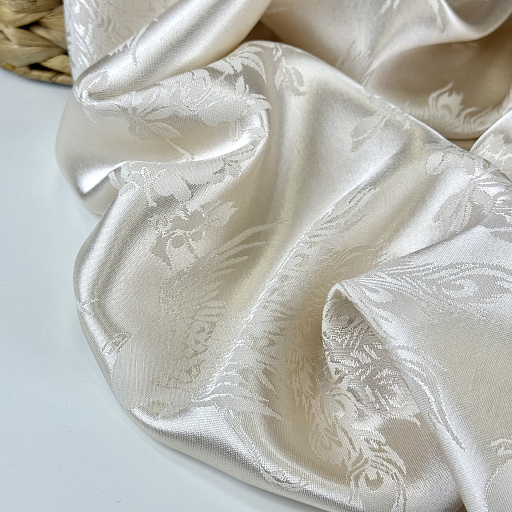 картинка Вискозный шелк жаккардовый "Императорский павлин" шампань от интернет магазина