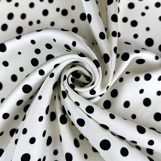 картинка Вискозный шелк "Горошек" мелкий на фоне айвори от интернет магазина