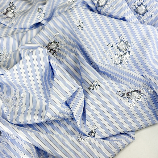 картинка Сорочечная полоска голубая с вышивкой от интернет магазина