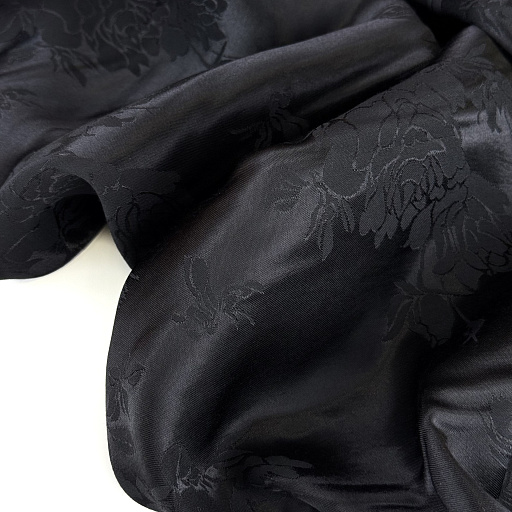картинка Вискозный шелк жаккардовый "Императорский павлин"  черный от интернет магазина
