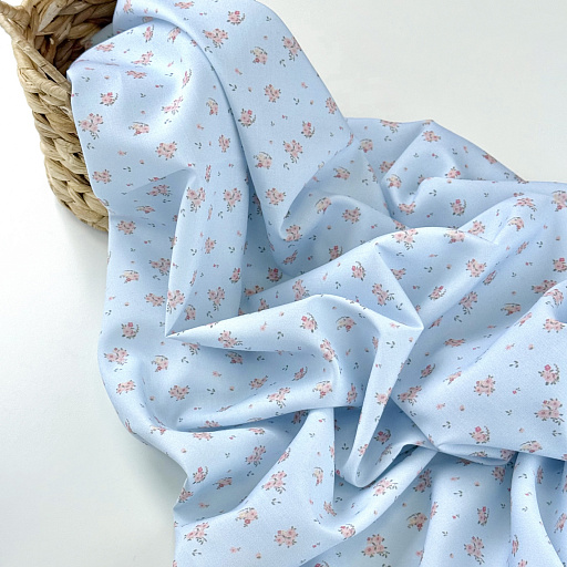 картинка Ткань плательная "Розочки" голубые от интернет магазина