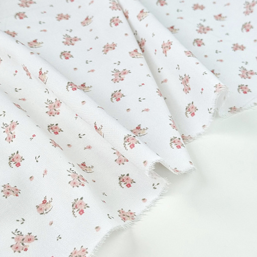 картинка Ткань плательная "Розочки" белые от интернет магазина