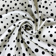 Вискозный шелк "Горошек" мелкий на белом фоне