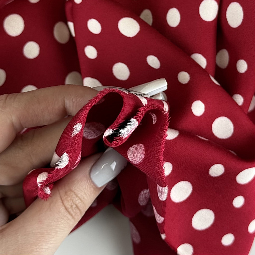 картинка Вискозный шелк "Горошек" мелкий бордо от интернет магазина