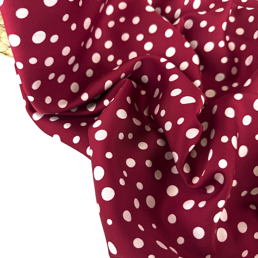 картинка Вискозный шелк "Горошек" мелкий бордо от интернет магазина