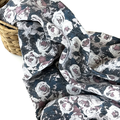 картинка Жаккард "Винтаж" розы син от интернет магазина