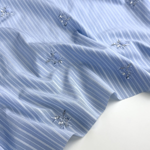 Сорочечная полоска голубая с вышивкой