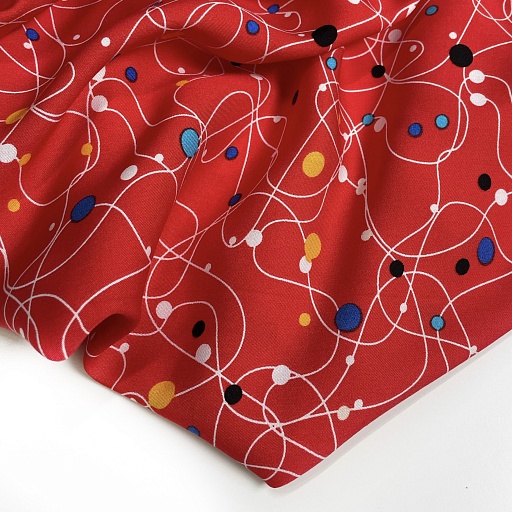 картинка Штапель "Молекула" красный фон от интернет магазина