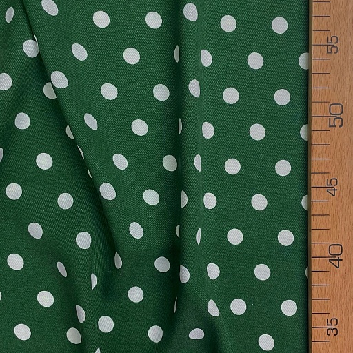 картинка Вискоза плательная твил "Горох" зеленый фон от интернет магазина