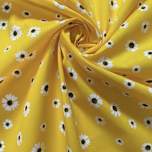 картинка Поплин "Маргаритка" желтый фон от интернет магазина