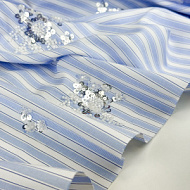 Сорочечная полоска голубая с вышивкой