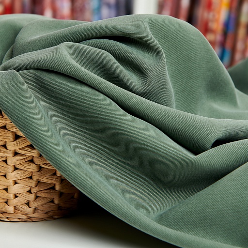 картинка Ткань плательно-костюмная "Тенсел" твил цвет хаки от интернет магазина