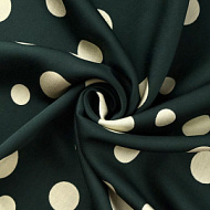 Вискозный шелк "Горошек" крупный на зеленом фоне