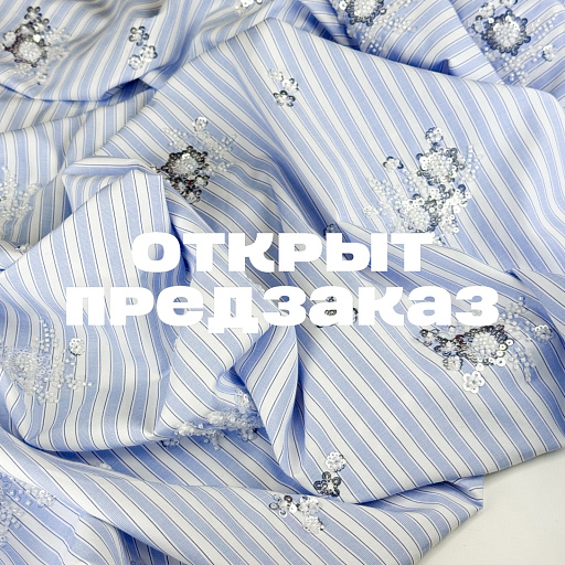 картинка Сорочечная полоска голубая с вышивкой от интернет магазина