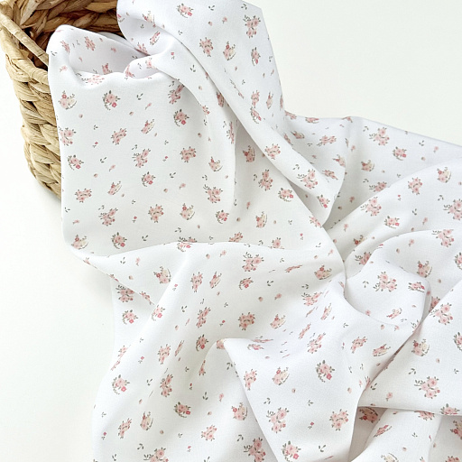 картинка Ткань плательная "Розочки" белые от интернет магазина