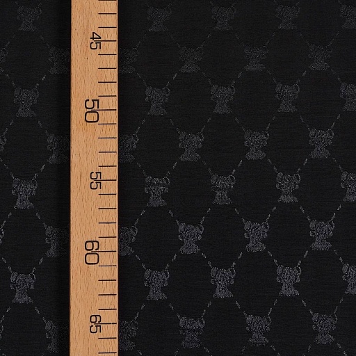 картинка Вискозный шелк жаккардовый "Мишки" черный от интернет магазина