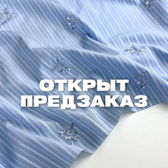 Сорочечная полоска голубая с вышивкой